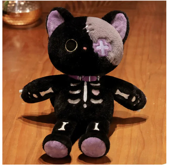 Cute Gothic Cat Skeleton Plush